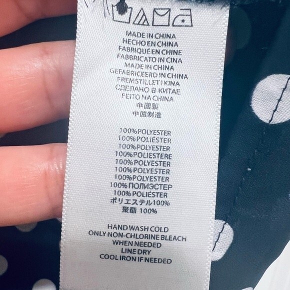 Michael Kors Navy Polka Dot Tank Top/Blouse Women's Sz. M Scoop Neck Raw Seams - Picture 7 of 8